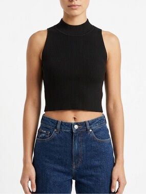 House of Harlow 1960 Ribbed Mock Neck Crop Tank